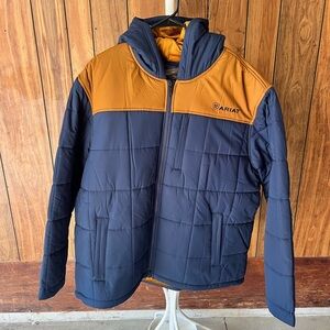 Ariat Men's Blue and Gold Puffer Jacket